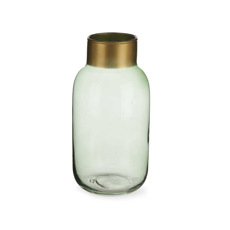 VASO VIDRO LISO DOURADO PEQUENO VERDE