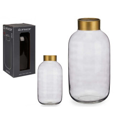 CRYSTAL VASE SMOOTH GOLD LARGE SMOKED