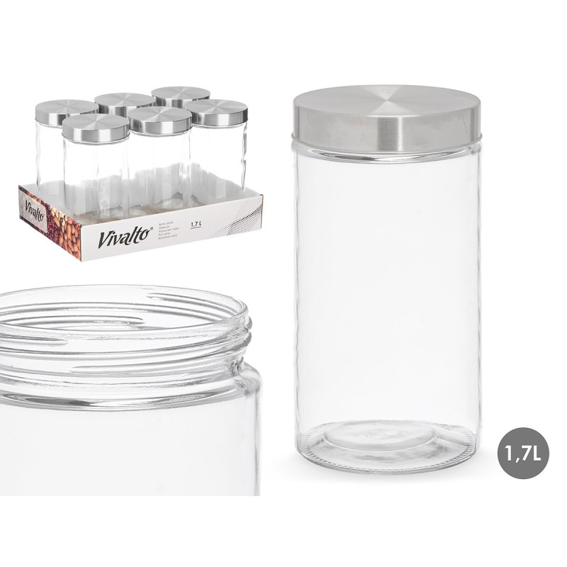 POT EN VERRE COUVERCLE EN ACIER 1,7L