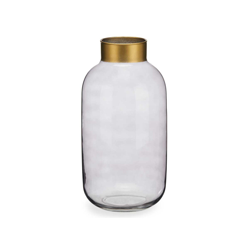 CRYSTAL VASE SMOOTH GOLD LARGE SMOKED