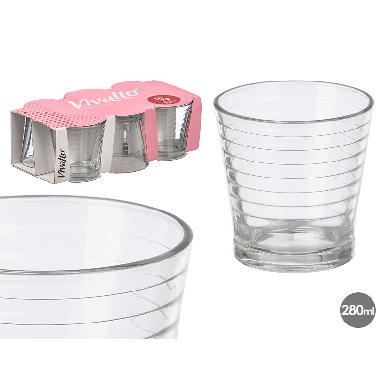 SET 6 VERRES RAYURE HORIZONTALE 280ML