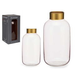 CRYSTAL VASE SMOOTH GOLD LARGE CHAMPAGNE
