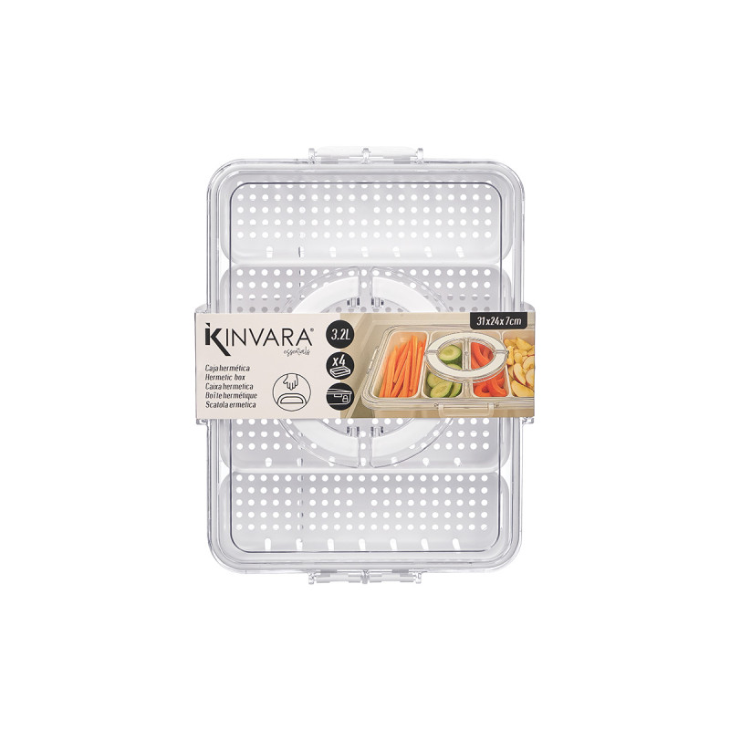 HERMETIC WHITE HANDLE BOX 4 ORGANIZERS 3,2L