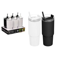 VASO PAJITA 750ML SURT 2 BLANCO NEGRO