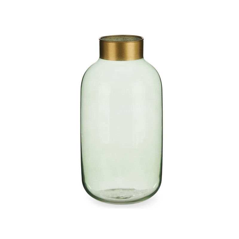 CRYSTAL VASE SMOOTH GOLD LARGE GREEN