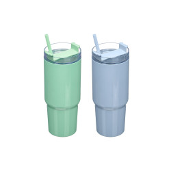 STRAW GLASS 750ML ASSORTMENT 2 AZUL VERDE
