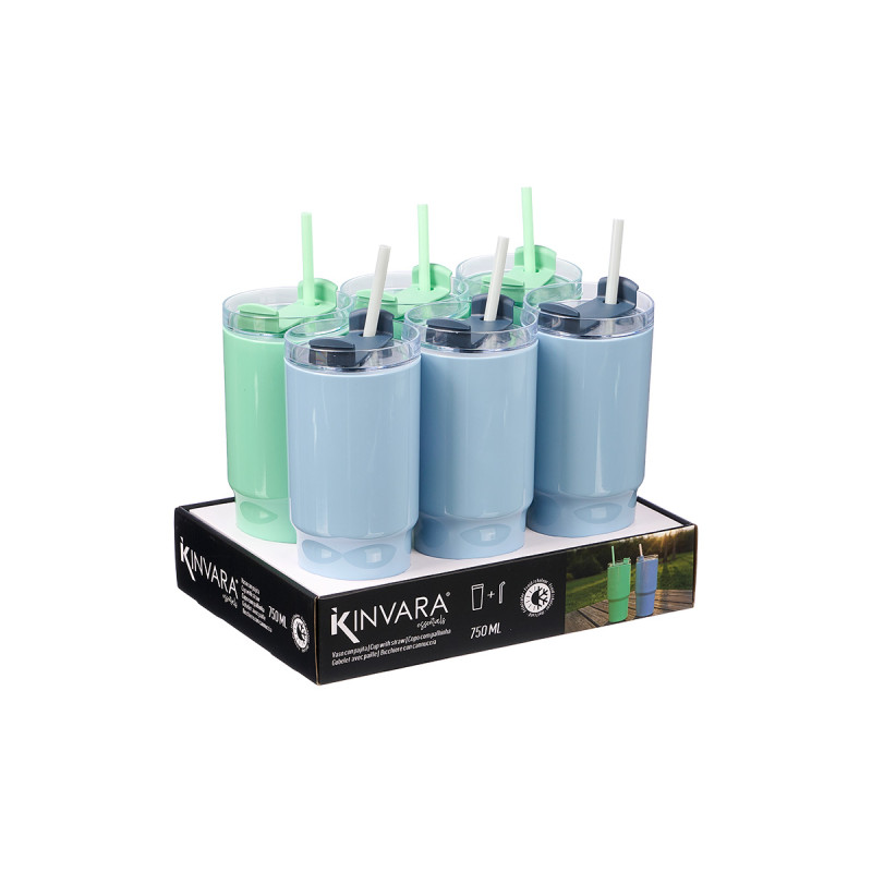 COPO COM PALHINHA 750ML SORT 2 AZUL VERDE