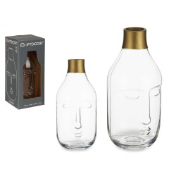 VASE EN VERRE VISAGE TRANSPARENT