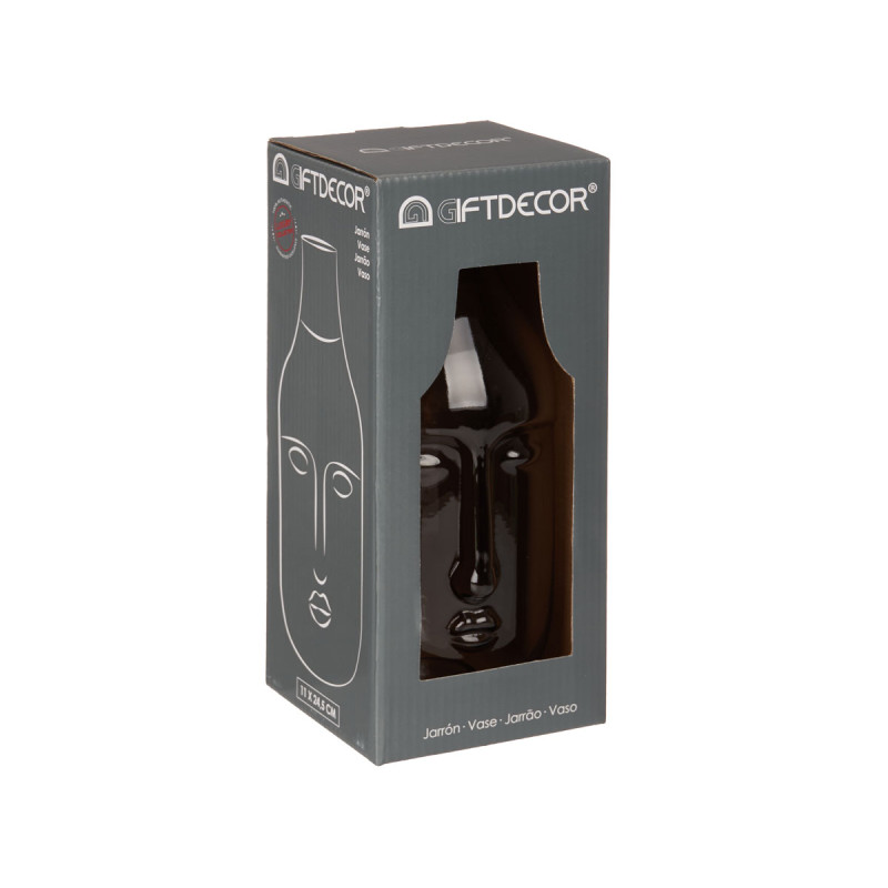 VASE EN VERRE VISAGE ANTHRACITE