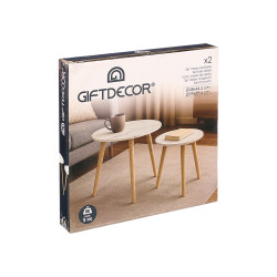 SET OF 2 SIDE TABLES 39 + 48CM NATURAL LEGS