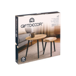 SET DE 2 TABLES D'APPOINT 39+48CM PIEDS NOIRS