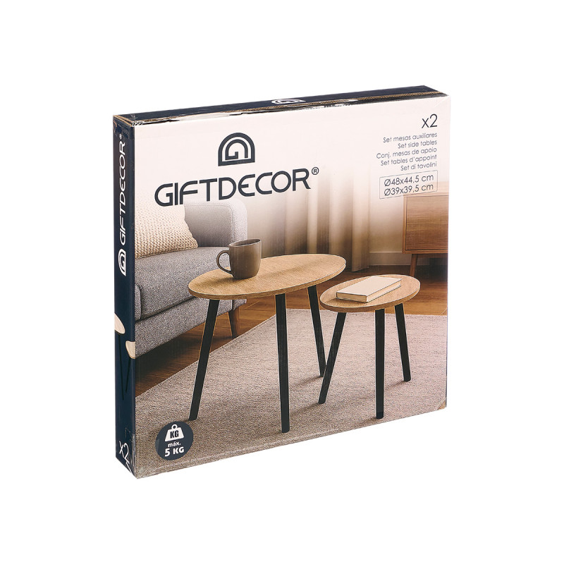 SET DI 2 TAVOLINI 39+48CM GAMBE NERE