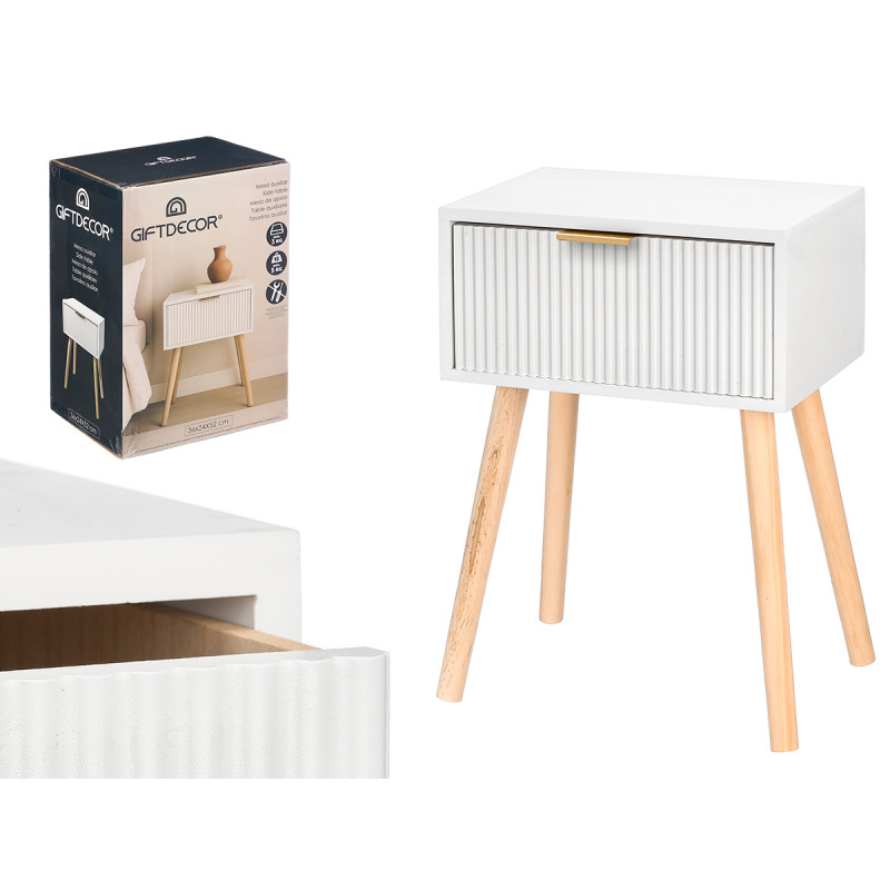 1-DRAWER WHITE SIDE TABLE