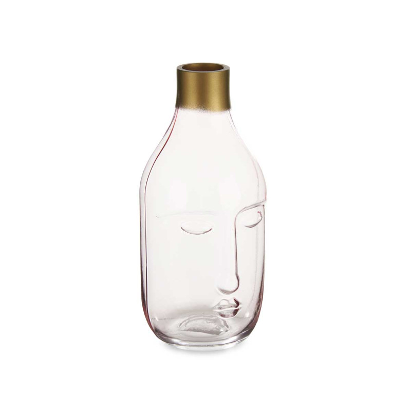 VASE EN VERRE VISAGE ROSE