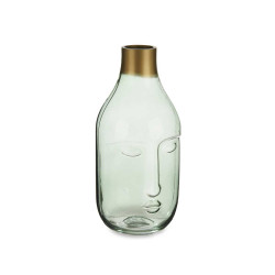 VASE EN VERRE VISAGE VERT