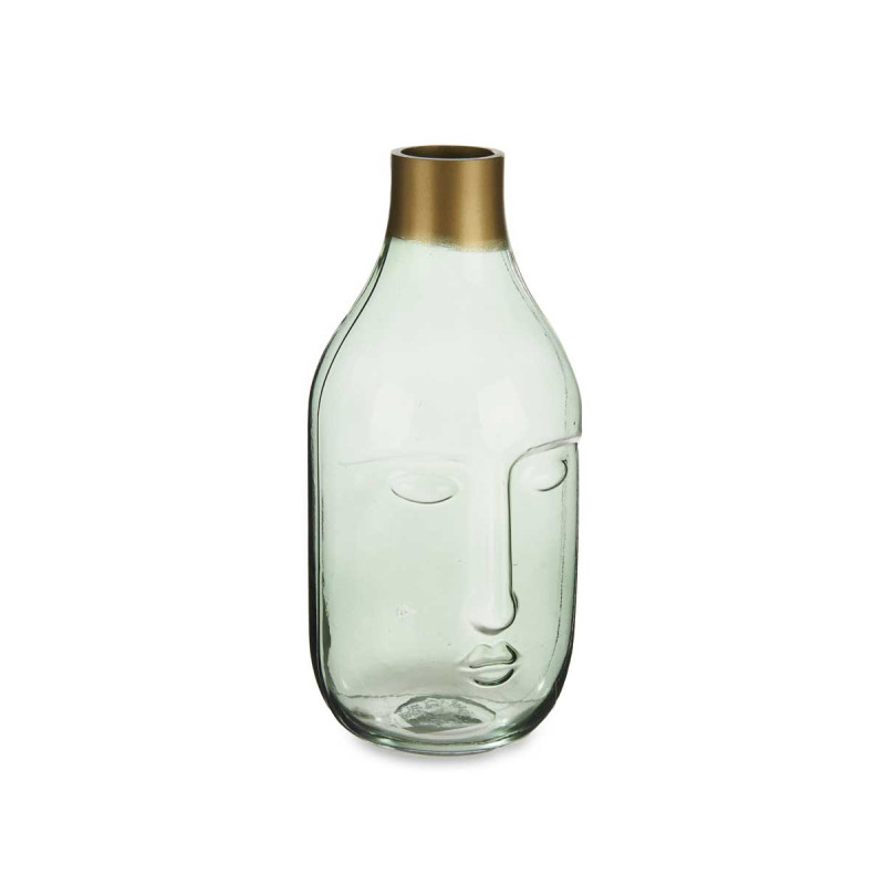 CRYSTAL VASE FACE GREEN