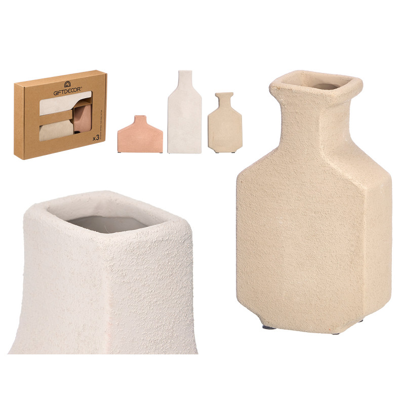 ENSEMBLE 3 VASES TERRA RECTANGULAIRES ASSORTIS 3 C