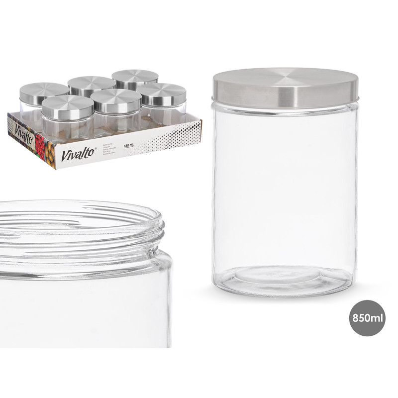 POT EN VERRE COUVERCLE EN ACIER 850ML