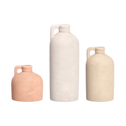 ENSEMBLE 3 VASES TERRE AMPHORE ASSORTIS 3 COULEURS