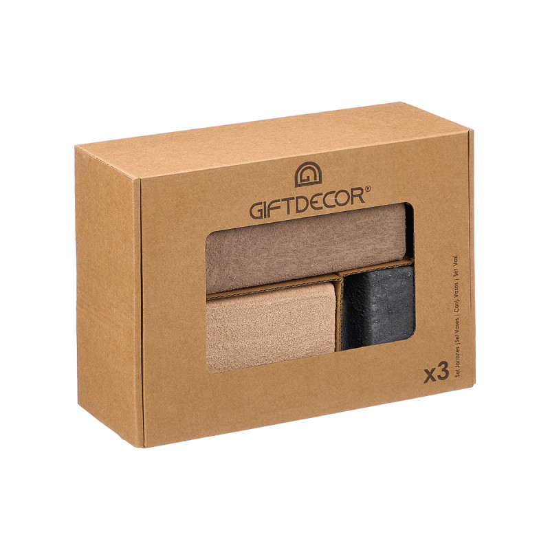 CONJUNTO 3 VASOS QUADRADOS SORTS 3 COR