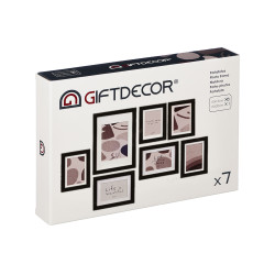 SET 7 CADRE PHOTO MURAL AVEC PASSE-PARTOUT NOIR