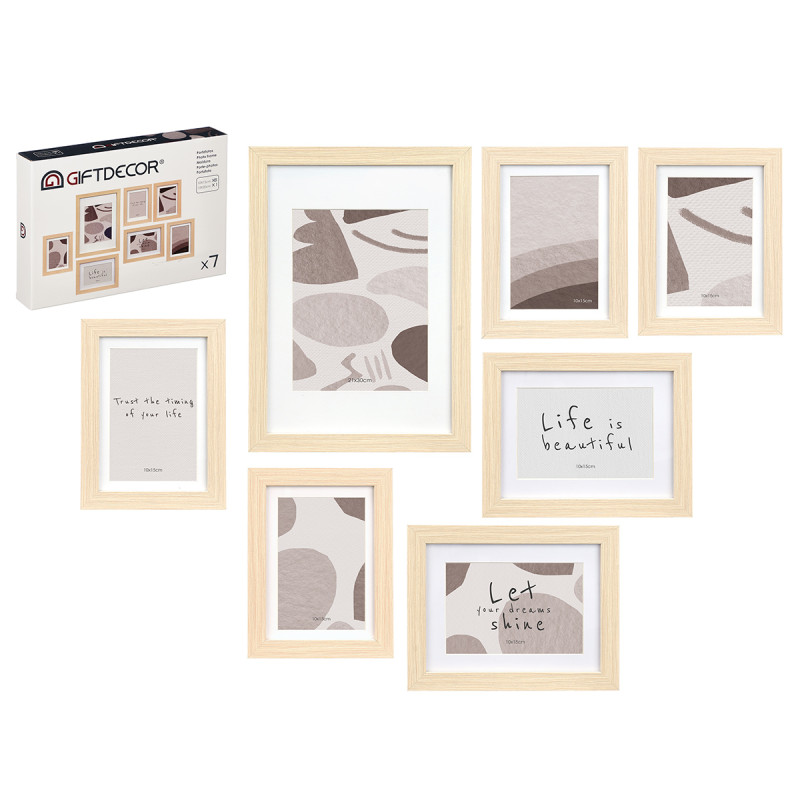 SET 7 MURAL PHOTO HOLDERS PASSEPARTOUT NATURAL