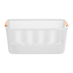 CESTA PLASTICO ASA BAMBU BLANCA 32X20,5CM