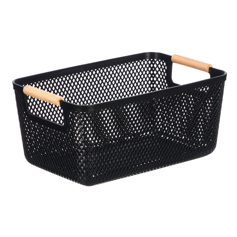 CESTA PLASTICO ASA BAMBU NEGRA 32X20,5CM