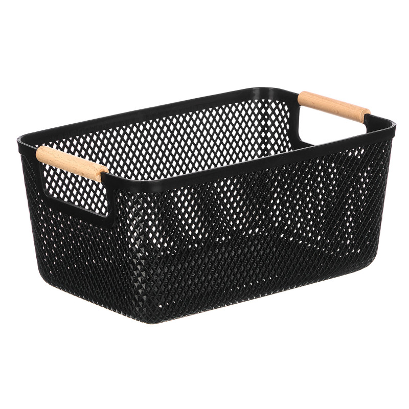 CESTO PLASTICO PRETO PEGA BAMBU 36X22CM