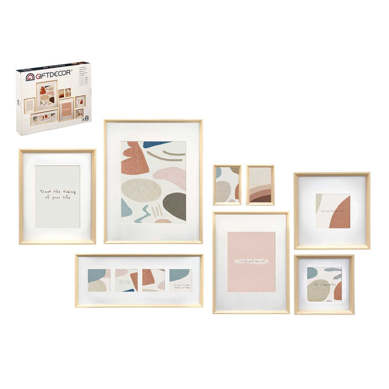 SET 8 MURAL PHOTO HOLDERS PASSEPARTOUT NATURAL