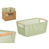 CESTINO PLASTICA VERDE MANICO BAMBU 32X20,5 CM