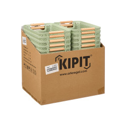 GREEN PLASTIC BASKET BAMBOO HANDLE 32X20,5CM