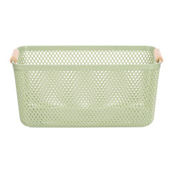 PANIER PLASTIQUE VERT ANSE BAMBOU 32X20,5CM