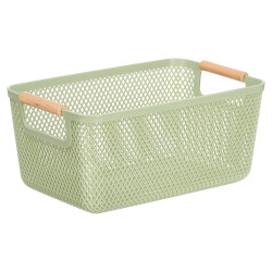 CESTA PLASTICO ASA BAMBU VERDE 36X22CM