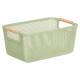 PANIER PLASTIQUE VERT ANSE BAMBOU 36X22CM