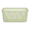 PANIER PLASTIQUE VERT ANSE BAMBOU 36X22CM