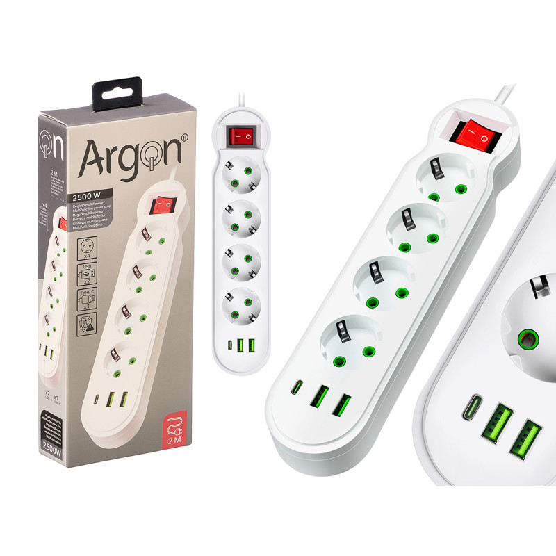 MULTIFUCTION  POWER STRIP 4 3 OUTLET SWITCH 2500W 
