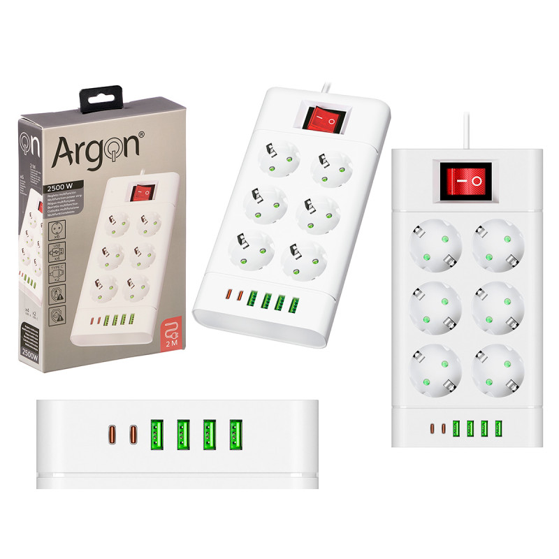 MULTIFUCTION  POWER STRIP 6 6 OUTLET SWITCH 2500W 