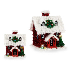 CASA DI NATALE DECORAZIONE ROSSO BIANCO