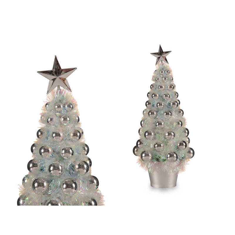 ÁRVORE NATAL IRIDESCENTE BOLAS MÉDIA PRATA