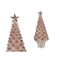ÁRVORE NATAL IRIDESCENTE BOLAS GRANDE ROSA 