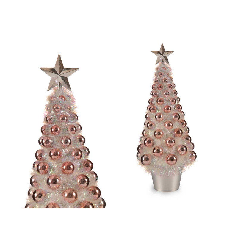 ÁRVORE NATAL IRIDESCENTE BOLAS GRANDE ROSA 