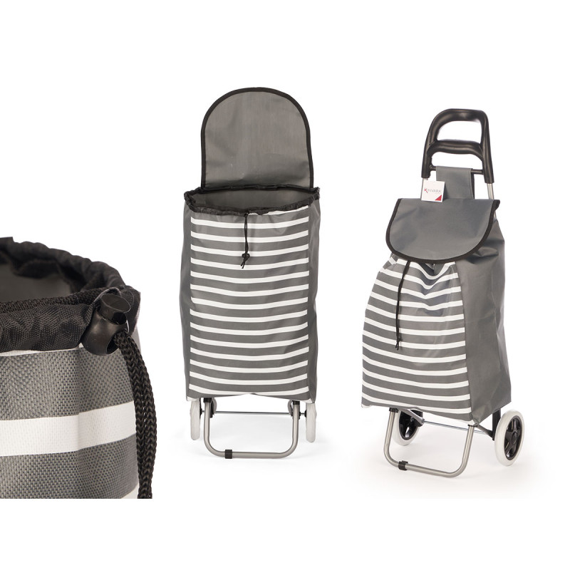 CARRO COMPRA 2 RUEDAS RAYAS GRIS