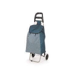 SHOPPING TROLLEY 2 WHEELS STRIPES BLUE 