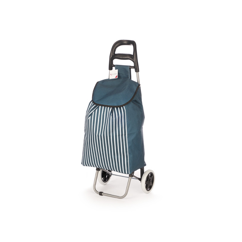 SHOPPING TROLLEY 2 WHEELS STRIPES BLUE 