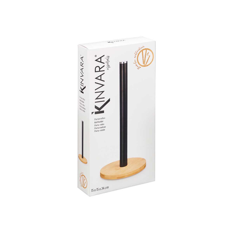 SUPORTE PARA ROLOS COZINHA EM BAMBU PRETO
