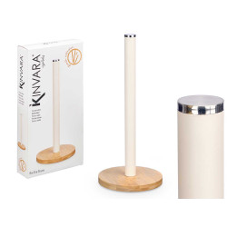 SUPORTE PARA ROLOS COZINHA EM BAMBU BRANCO CREME