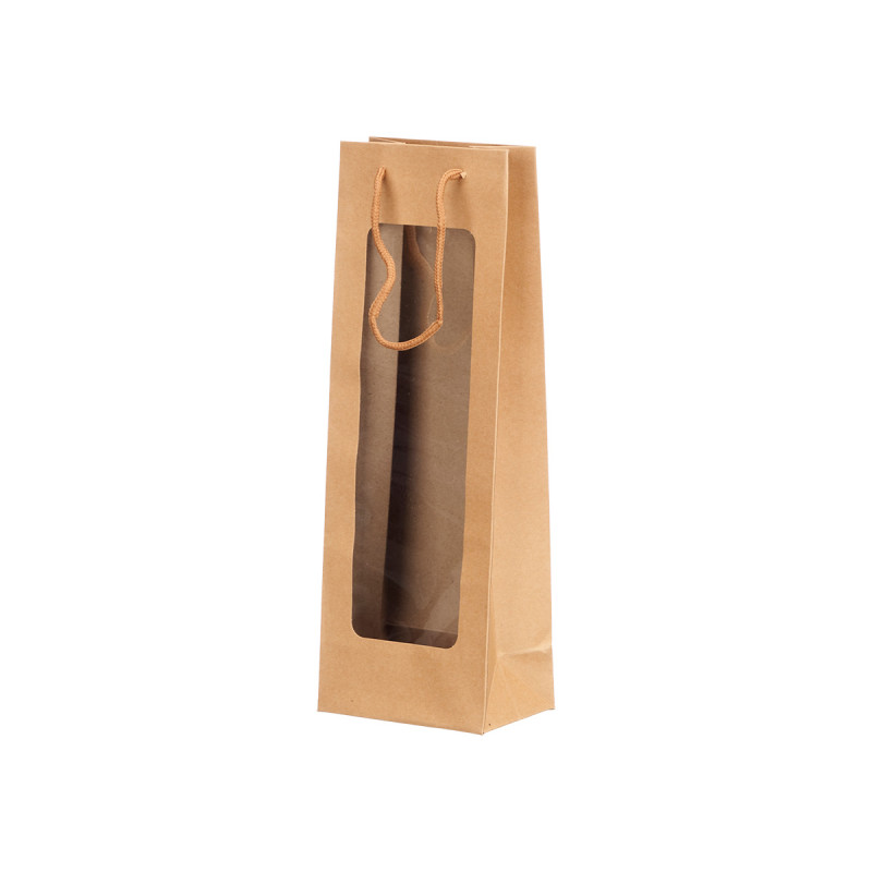 WINE BAG KRAFT SQUARED WITH HANDLE 