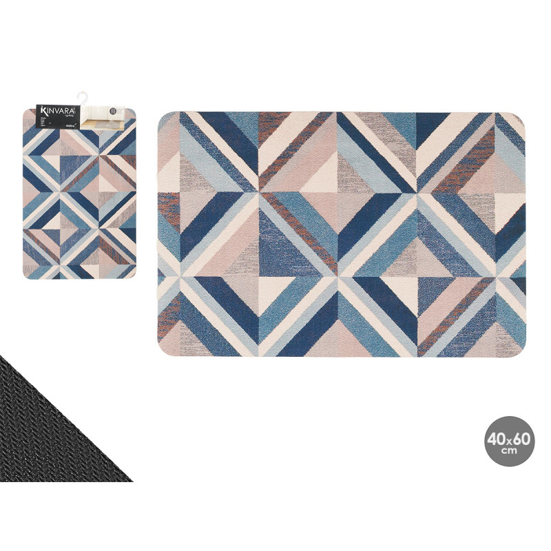 ALFOMBRA COCINA TRIANGULOS AZUL 40X60CM