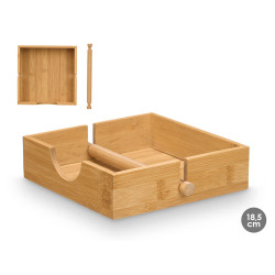 SQUARE BAMBOO TISSUE HOLDER 18,5X18,5CM
